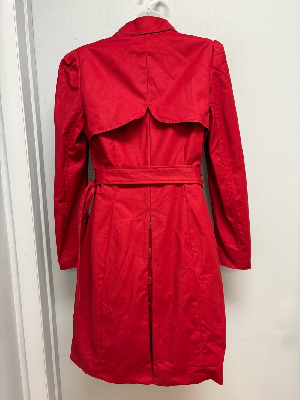 Kenneth Cole New York Red Belted Trench Coat Jacket Size M - Picture 4 of 13